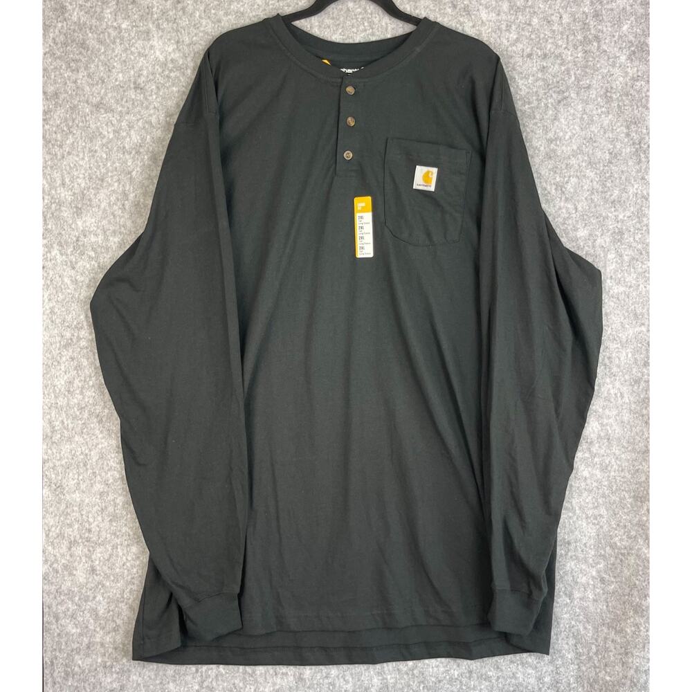 Carhartt Mens Loose Fit Heavyweight Long Sleeve Pocket Henley T Shirt 2XLT NEW‎